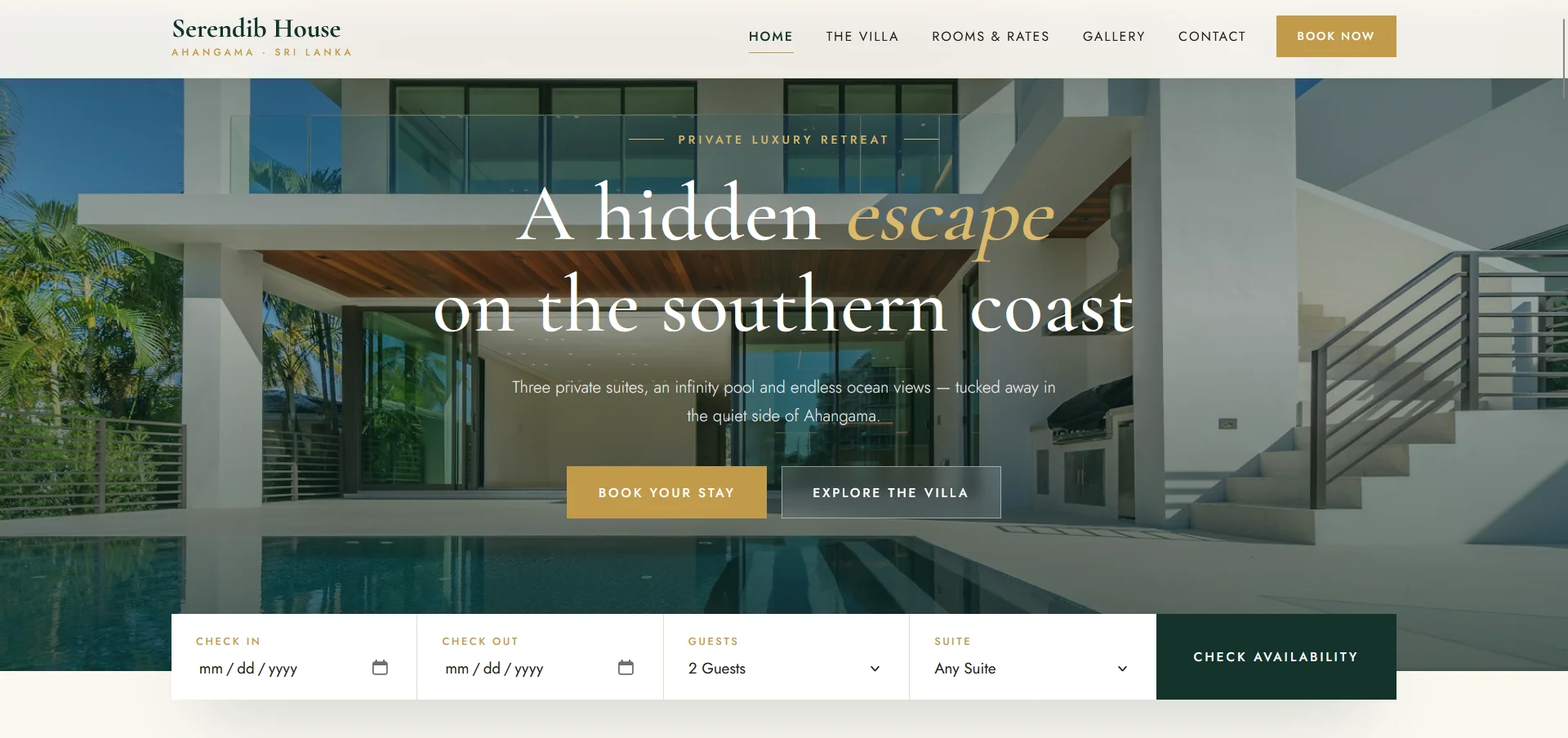 Serandib House website preview